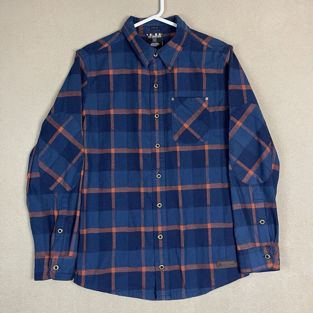 Sherpa Adventure‎ Gear Shirt Mens Medium Blue Plaid Flannel Casual Outdoor Adult